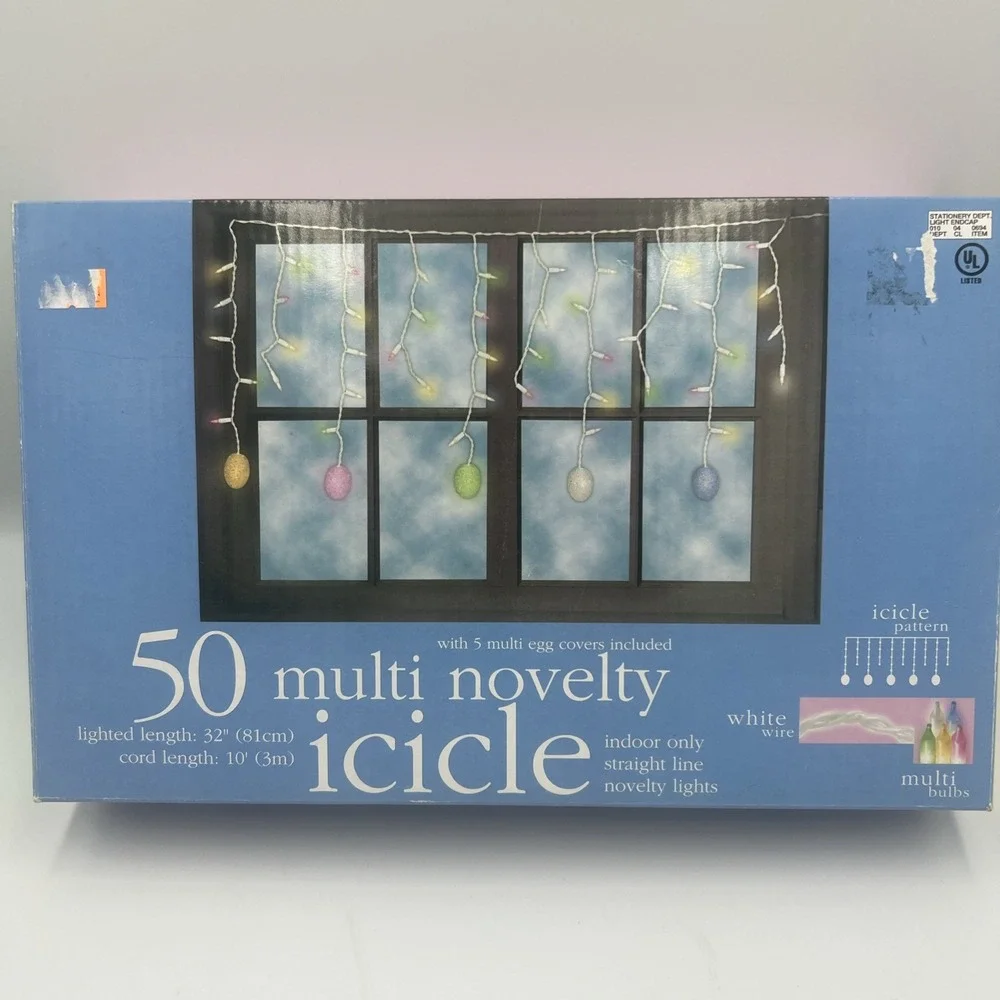 Vintage Easter Icicle‎ Lights Novelty Eggs Decor